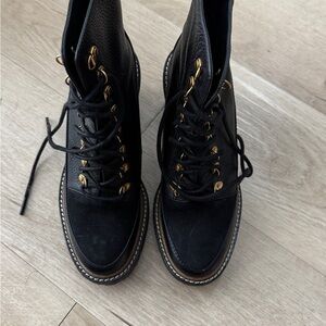 Tory Burch Black Lace Up Boots